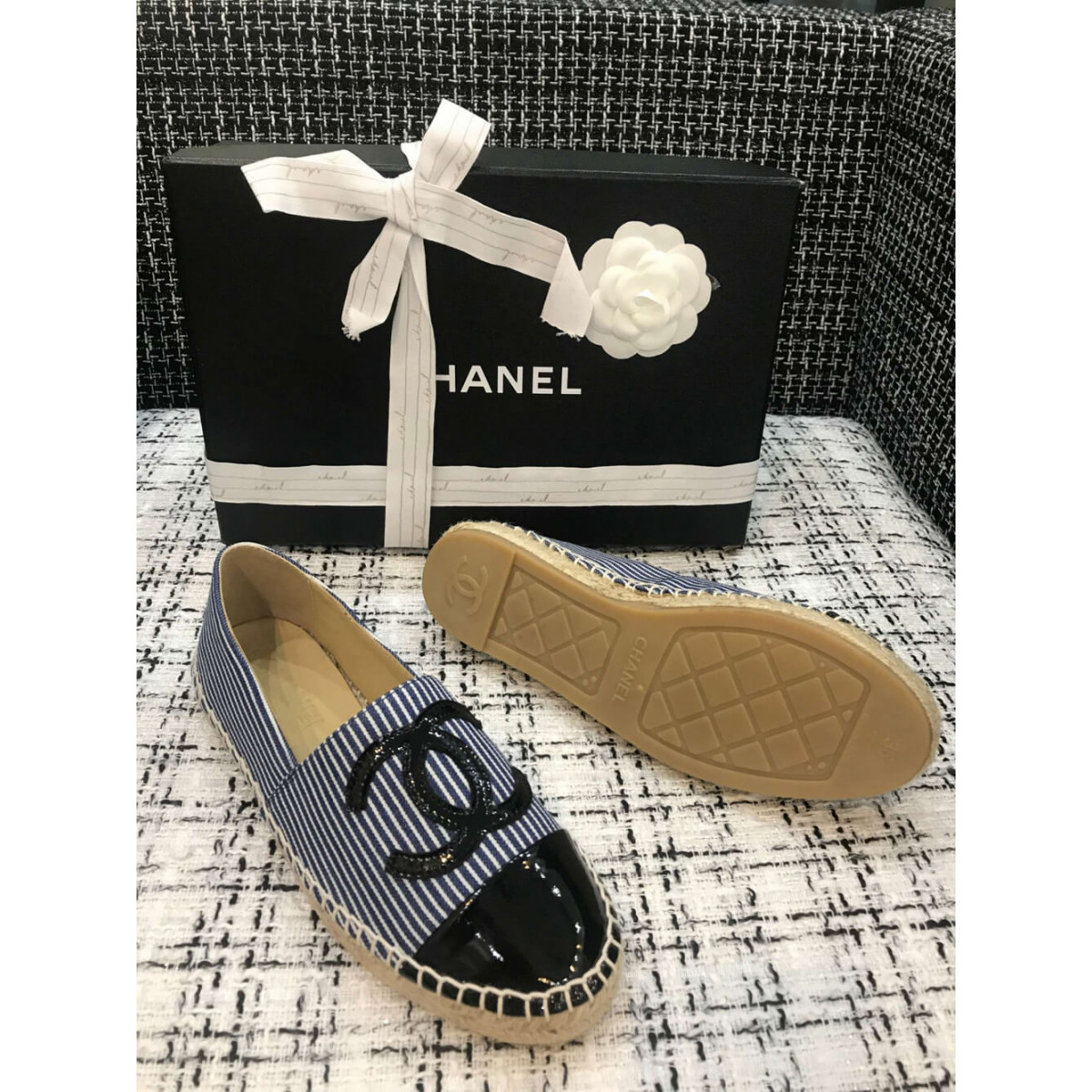 Chanel Tweed &amp; Patent Calfskin Espadrilles G29762