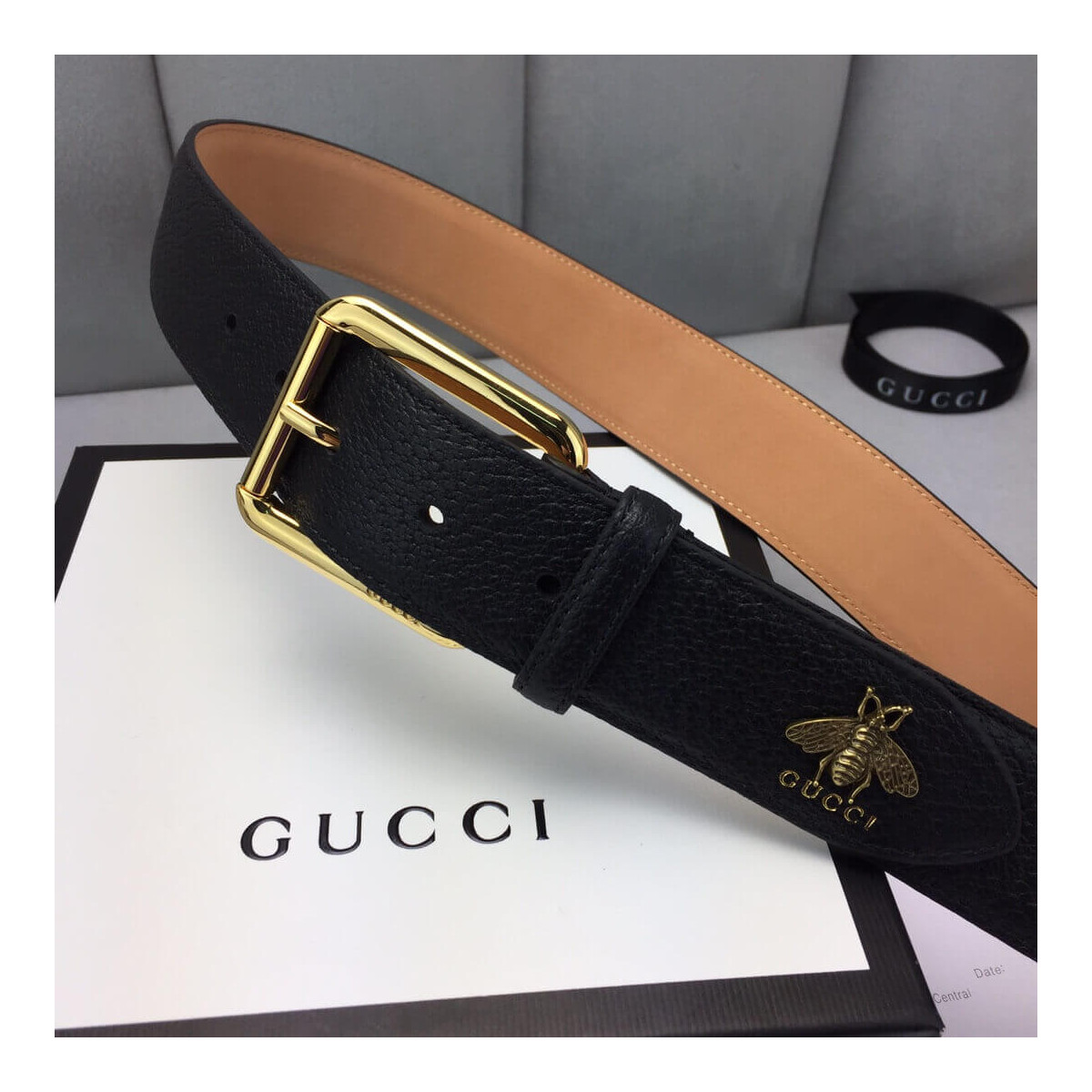 Gucci Leather Belt With Bee 40mm 523307