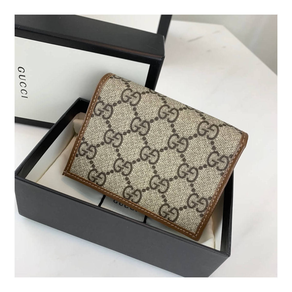 Gucci 1955 Horsebit GG Canvas Card Case Wallet 621887