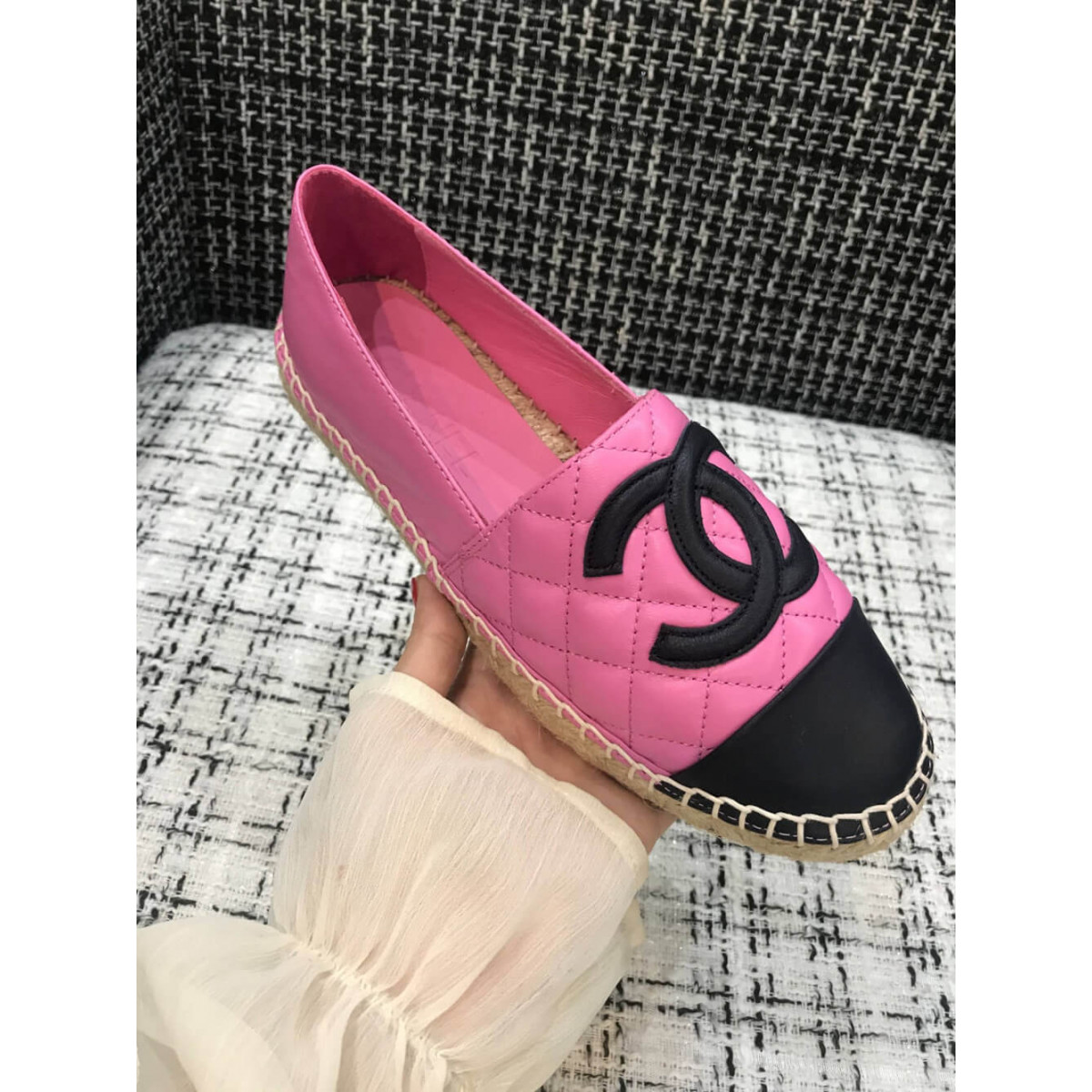 Chanel CC Quilted Espadrilles G29762 Pink/Black