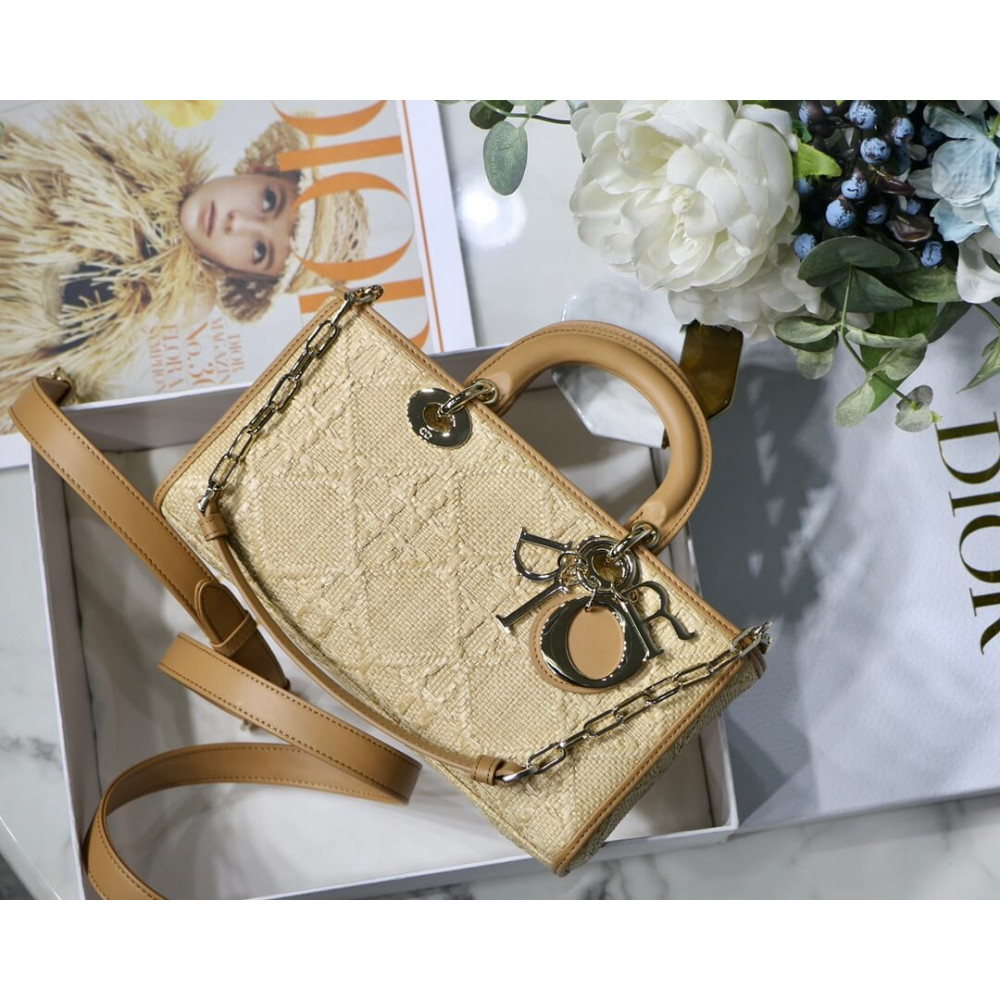 Christian Dior Lady D-Joy Bag Natural Cannage Raffia M05400