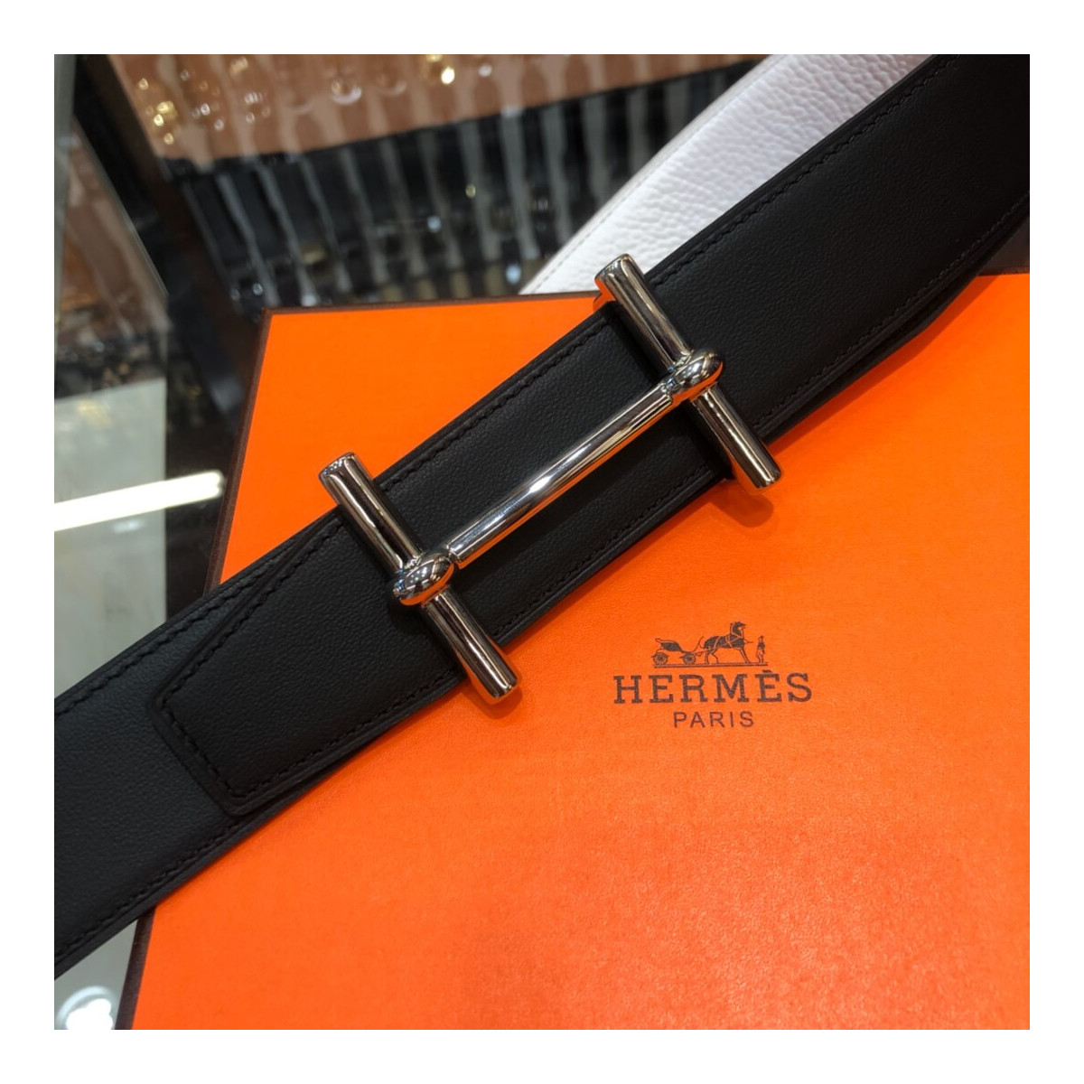 Hermes H D&#039;ancre Belt Buckle &amp; Reversible Leather Belt 38mm H077938