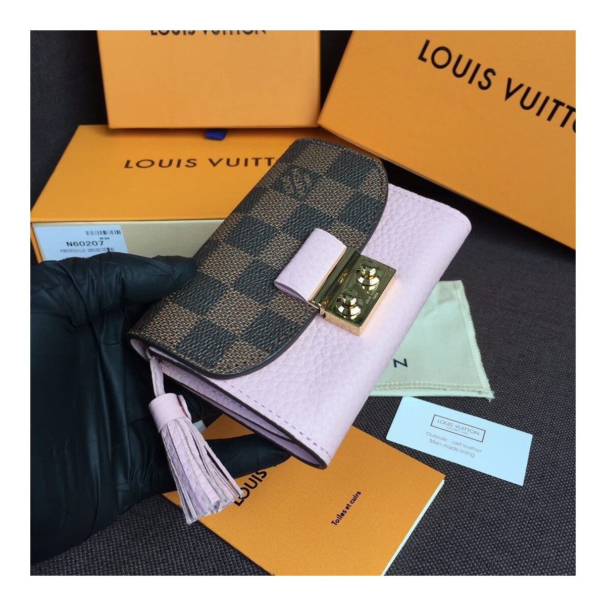 Louis Vuitton Damier Ebene Croisette Compact Wallet N60208