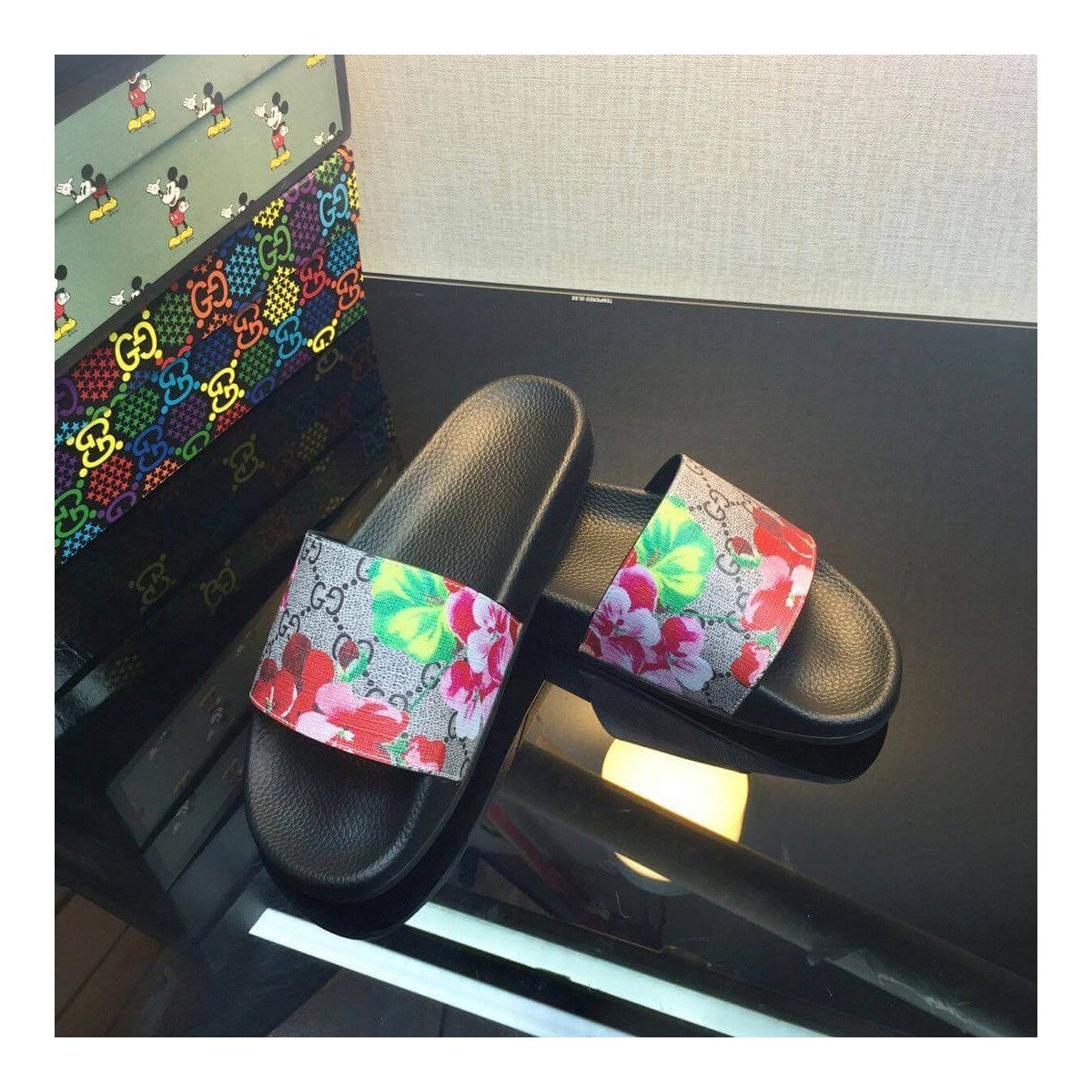 Gucci GG Blooms Supreme Floral Slide Sandal 408508