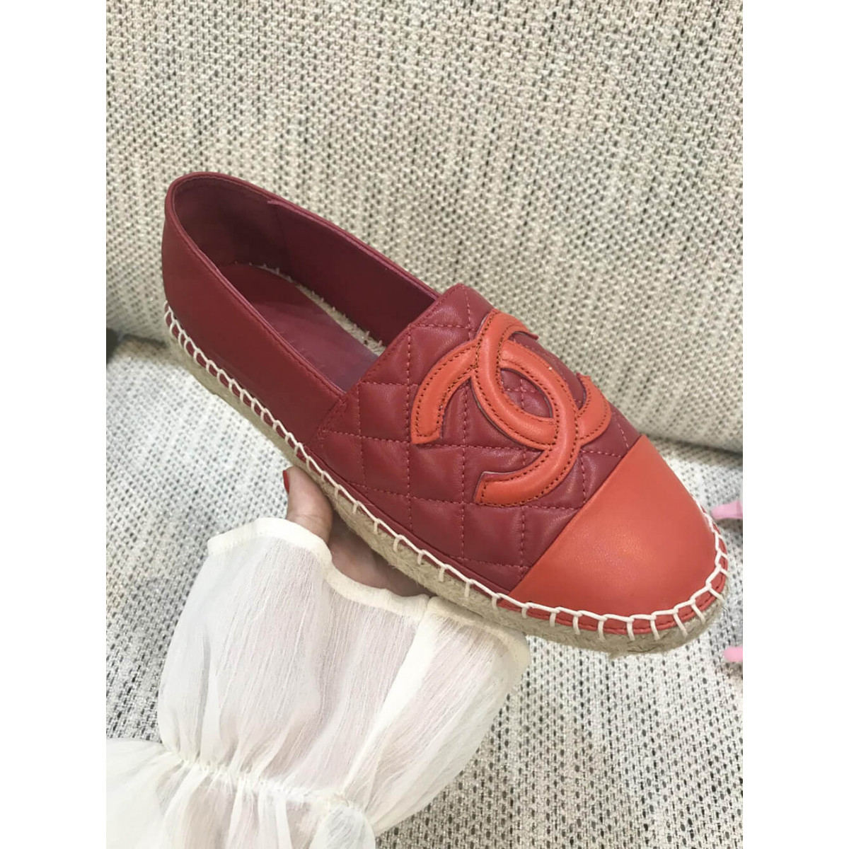 Chanel CC Quilted Espadrilles G29762 Burgundy