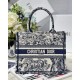 Christian Dior Small Book Tote Bag 26cm Toile De Jouy Reverse Embroidery Blue