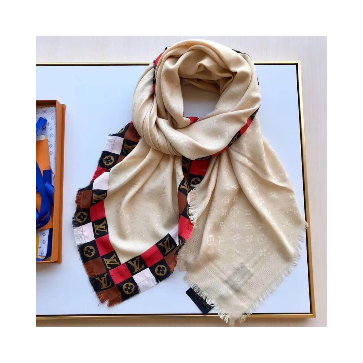 Louis Vuitton Monogram Check Shawl M68644 M68645