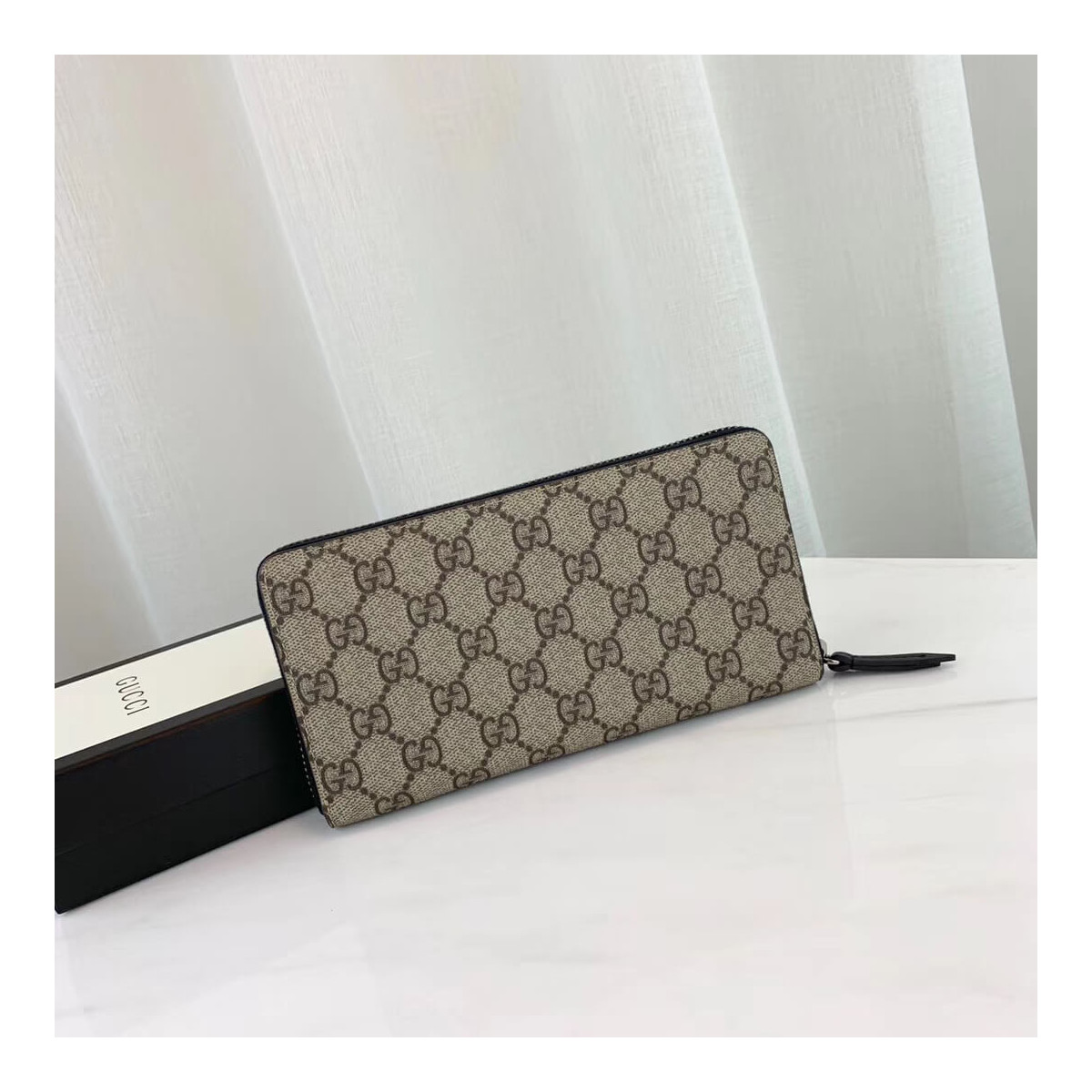 Gucci Kingsnake Print GG Supreme Zip Around Wallet 451273