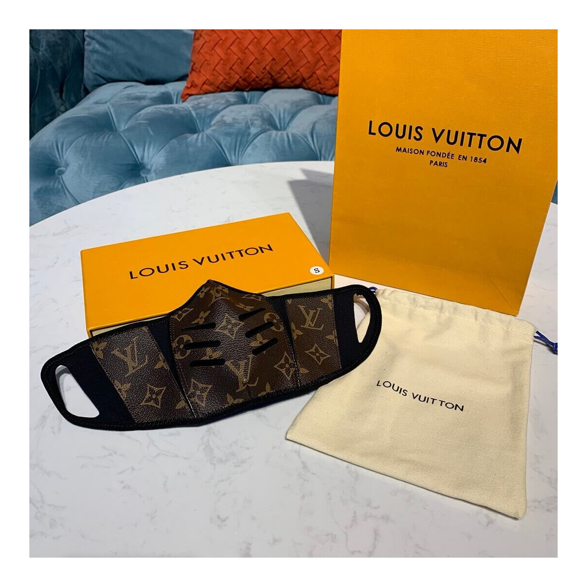 Louis Vuitton Monogram Brown Leather Face Mask