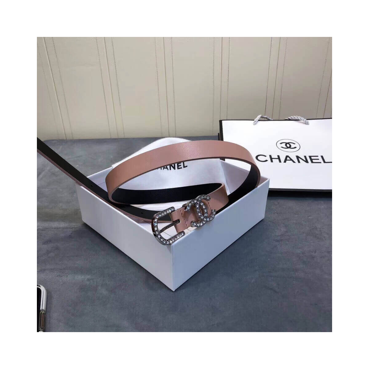 Chanel Double C Strass Buckle 20mm Belt AA6800