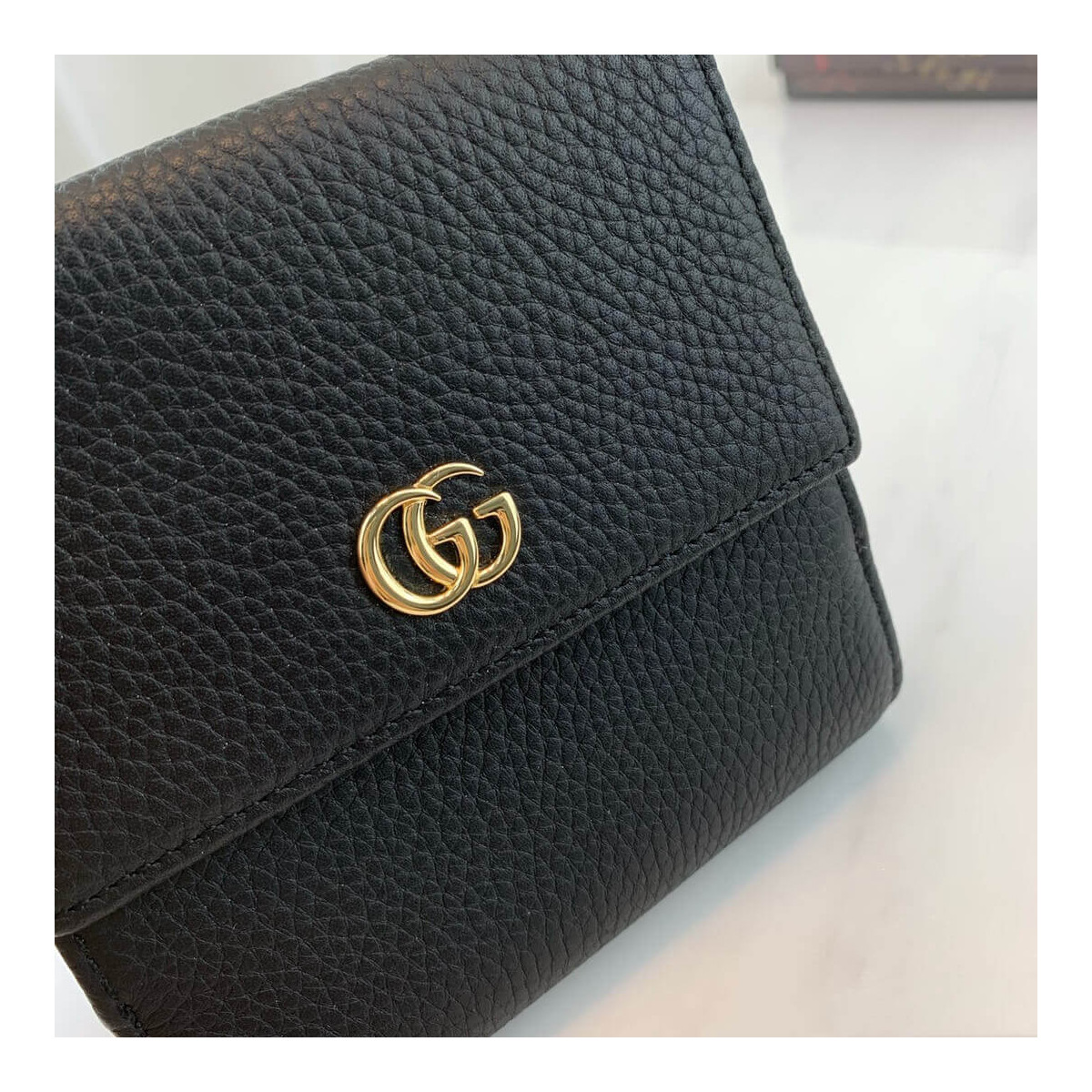 Gucci Leather French Flap Wallet 456122