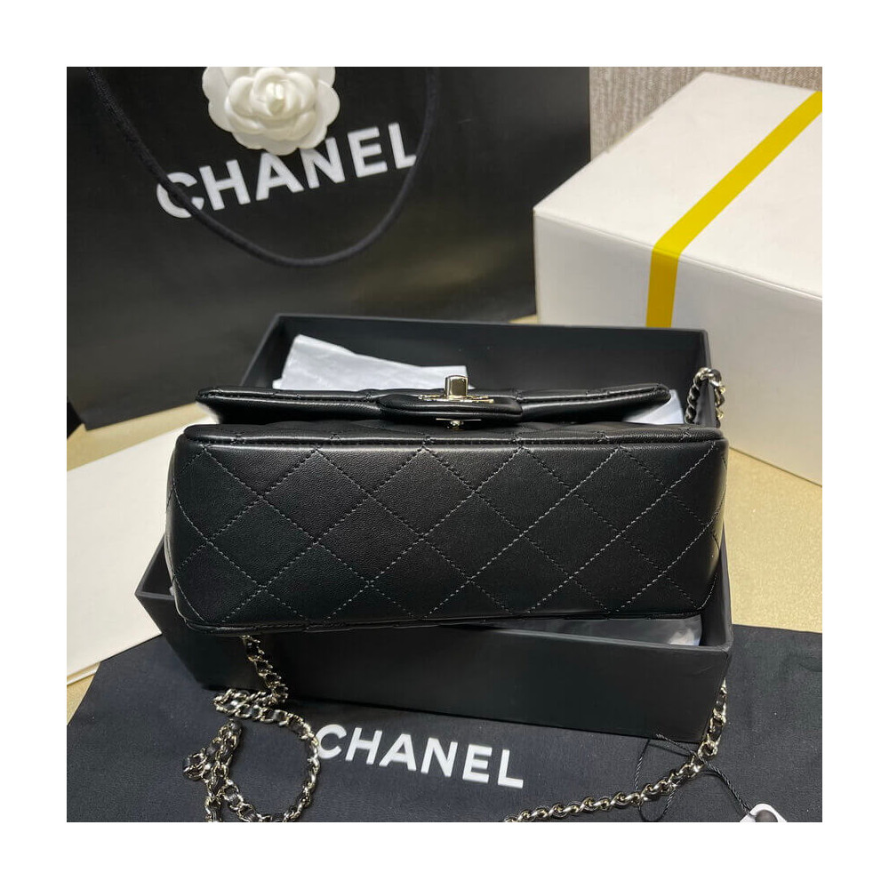 Chanel Lambskin Mini Flap Bag With Top Handle Black AS2431 with Lion Charm