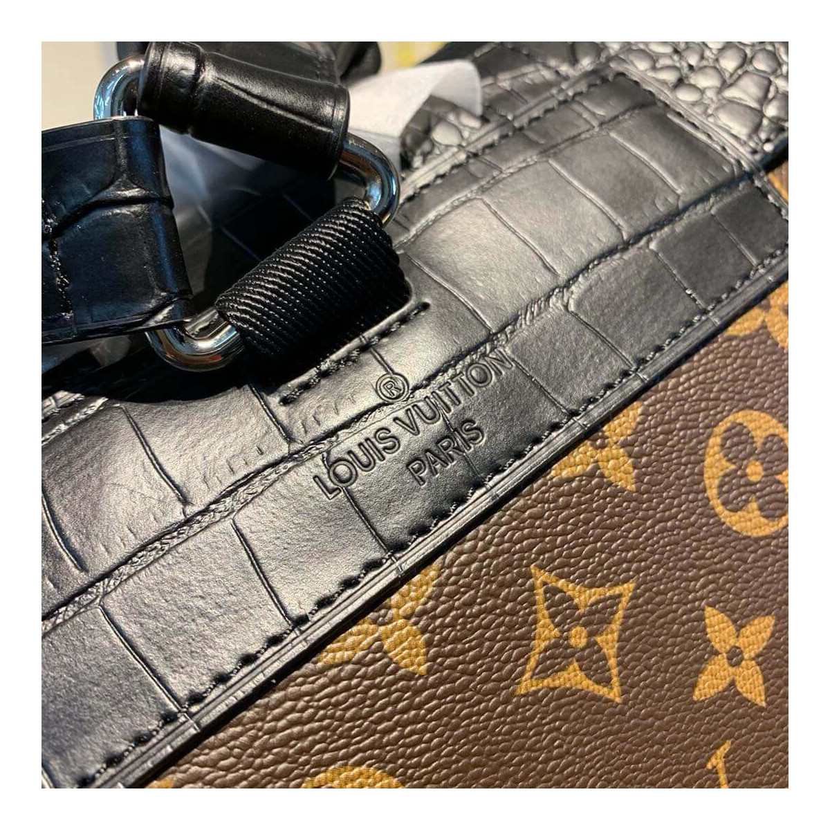 Louis Vuitton Monogram and Crocodile Mat Christopher PM Backpack M43735