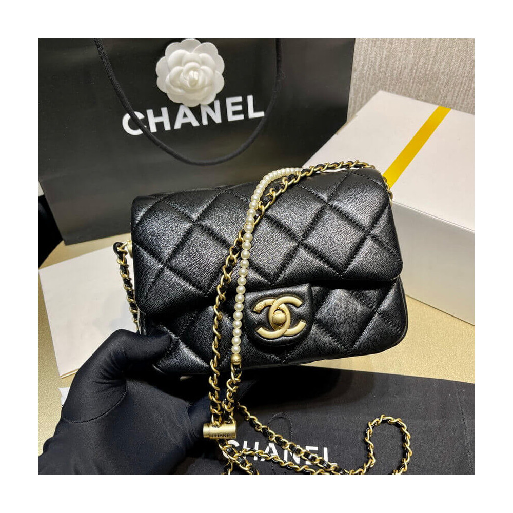 Chanel Lambskin Mini Flap Bag AS2855 Black