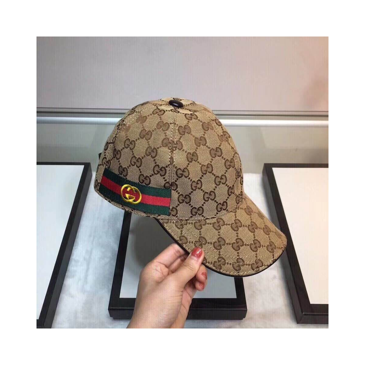 Gucci Original GG Canvas Baseball Hat With Web 200035