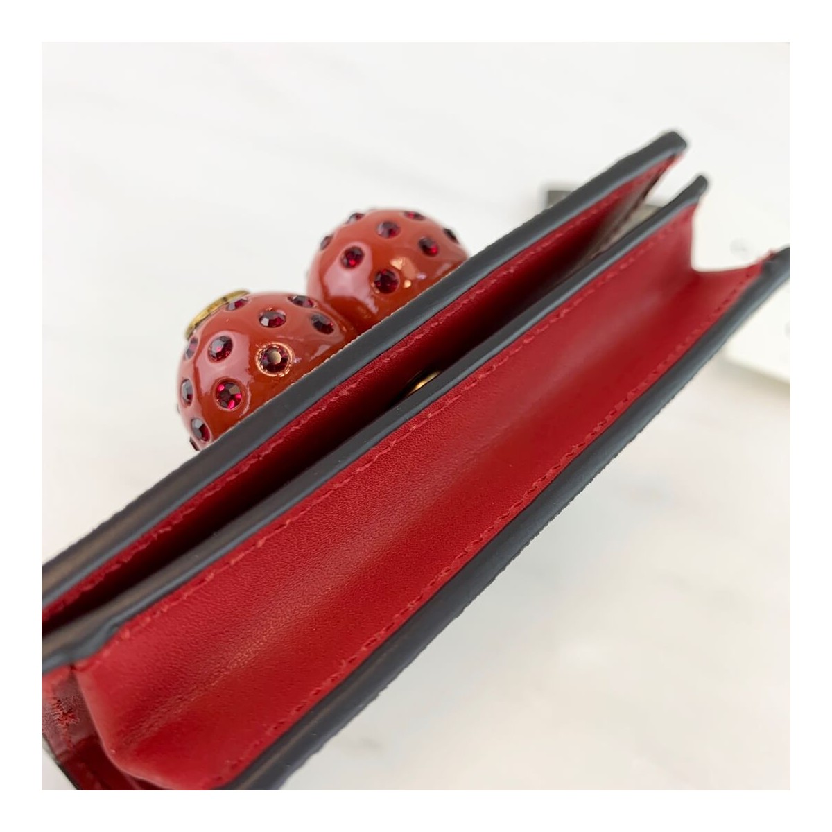 Gucci GG Supreme Card Case Wallet With Cherries 476050