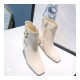 Jimmy Choo Latte Calf Leather Ankle Bootie with Gold JC Logo 80258