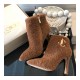 Jimmy Choo Shearling Ankle Bootie with Gold JC Logo 80259