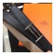 Hermes Rider Belt Buckle &amp; Reversible Leather Strap 40mm H075372 Grey/Black