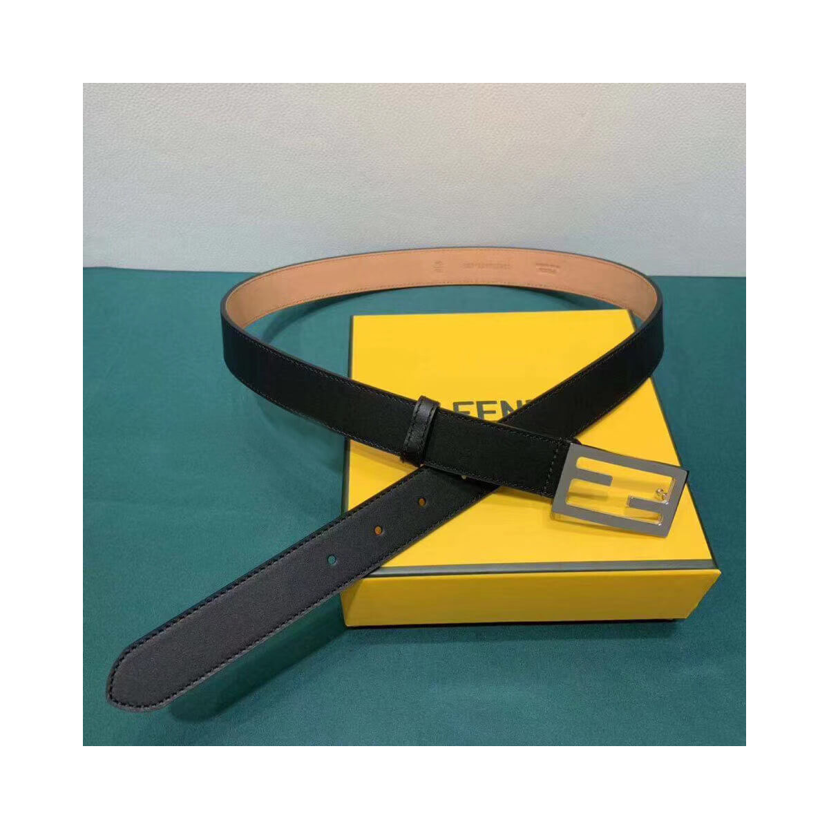 Fendi Baguette 30mm FF Buckle Belt 8C05311 Black