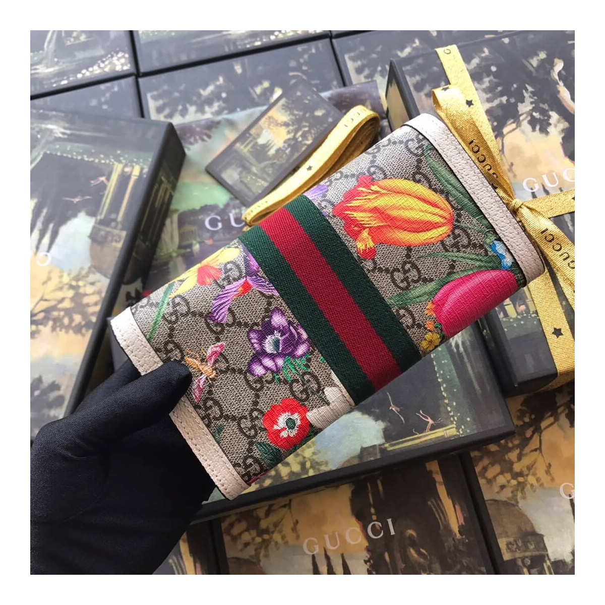 Gucci Ophidia GG Flora Continental Wallet 523153