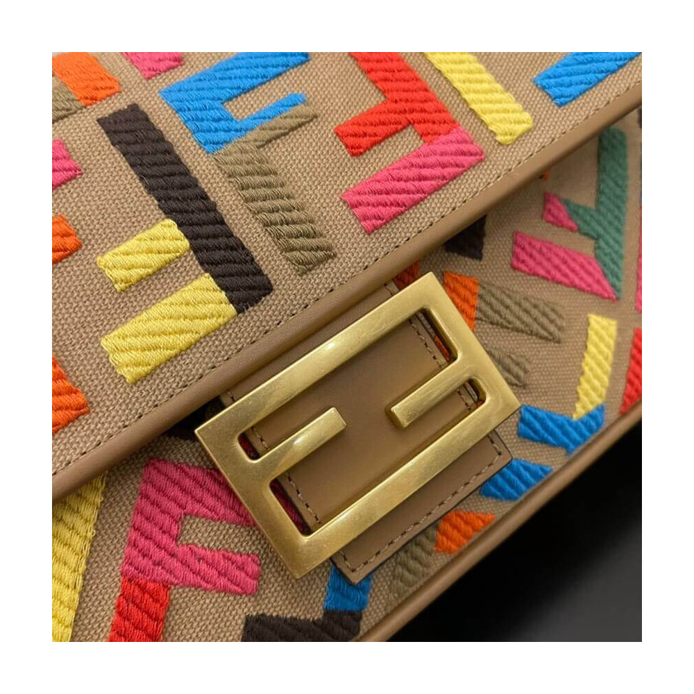 Fendi Baguette Multicolor FF Canvas Bag 8BR600