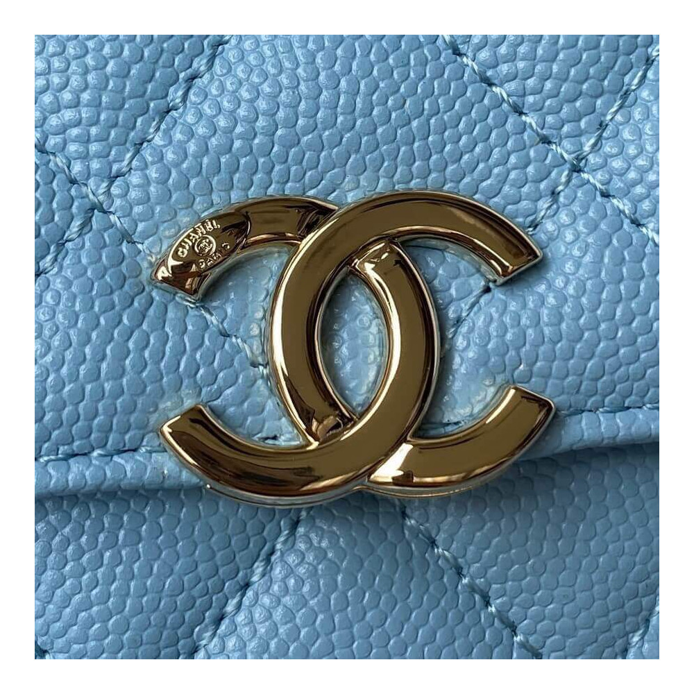 Chanel Enamel Handle Clutch with Chain in Grained Calfskin AP2758