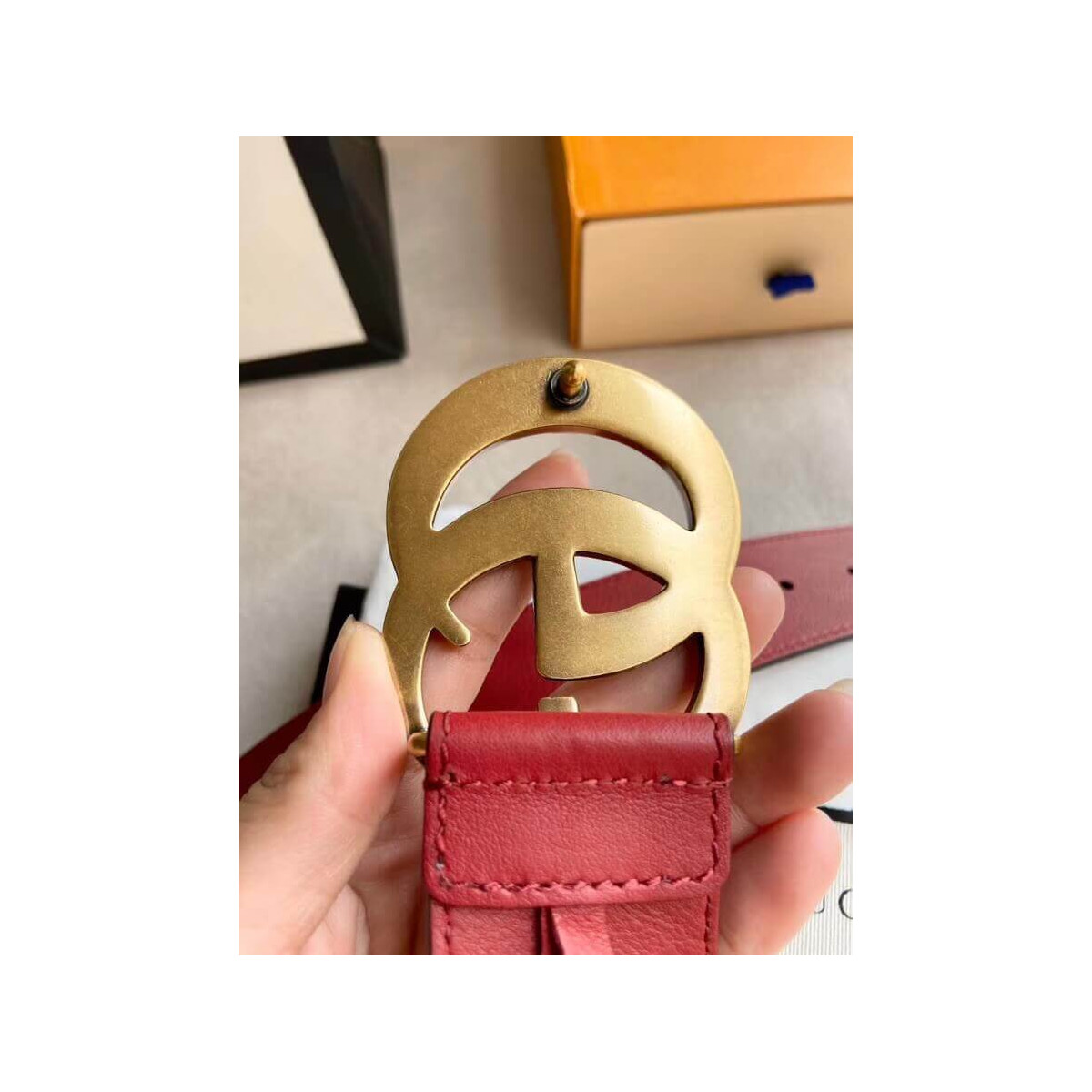 Gucci 40mm Leather Belt With Double G Buckle 400593