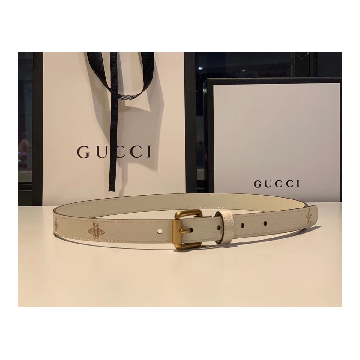 Gucci Belt With Bees And Stars Print 576178