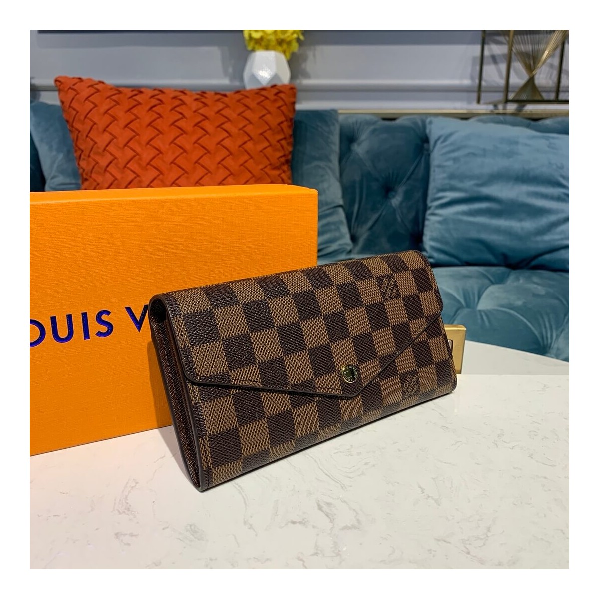 Louis Vuitton Damier Ebene Sarah Wallet N63209