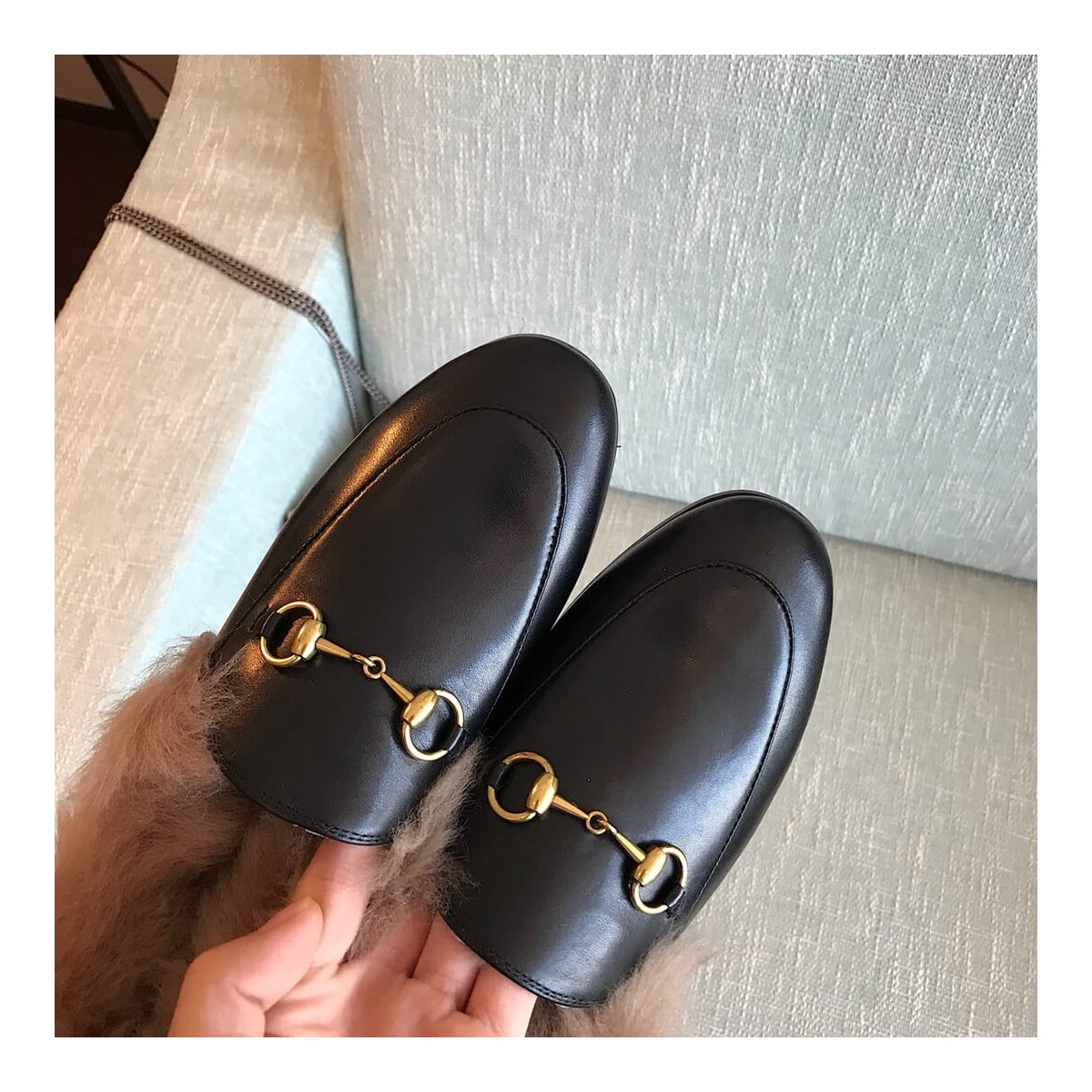 Gucci Jordaan Loafers 38.5 Black Natural 496626