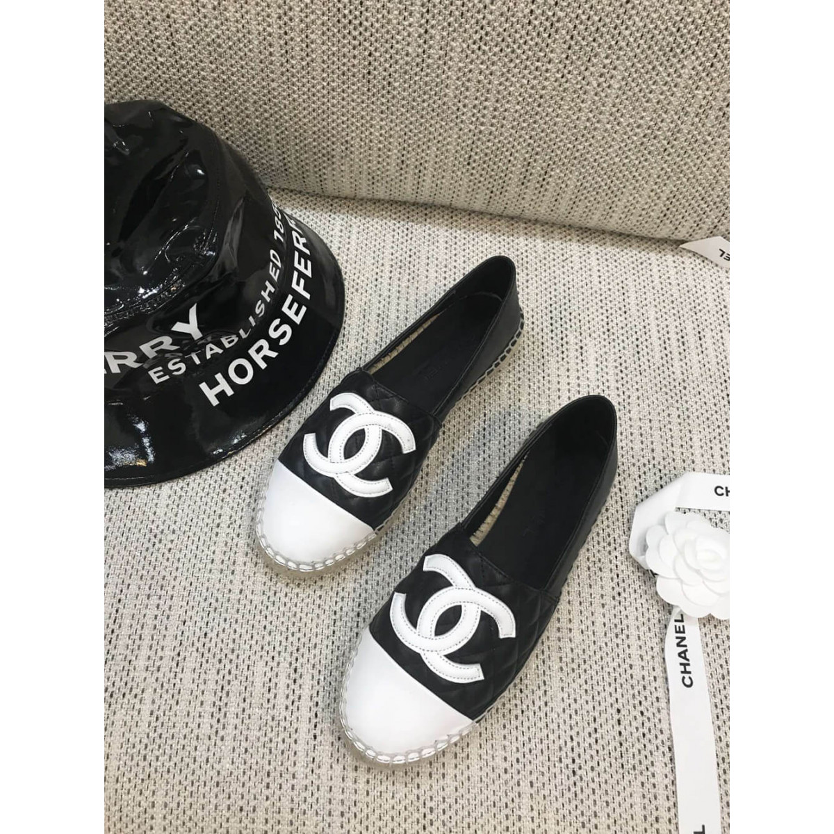 Chanel CC Quilted Espadrilles G29762 Black/8White