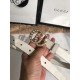 Gucci 20mm Leather Belt With Pearl Double G 453260