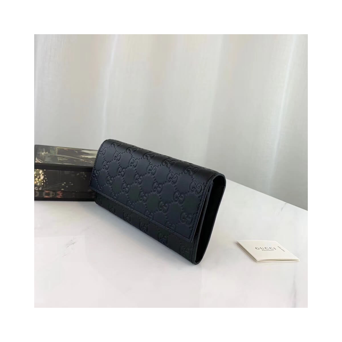 Gucci Black Signature Leather Continental Wallet 410100