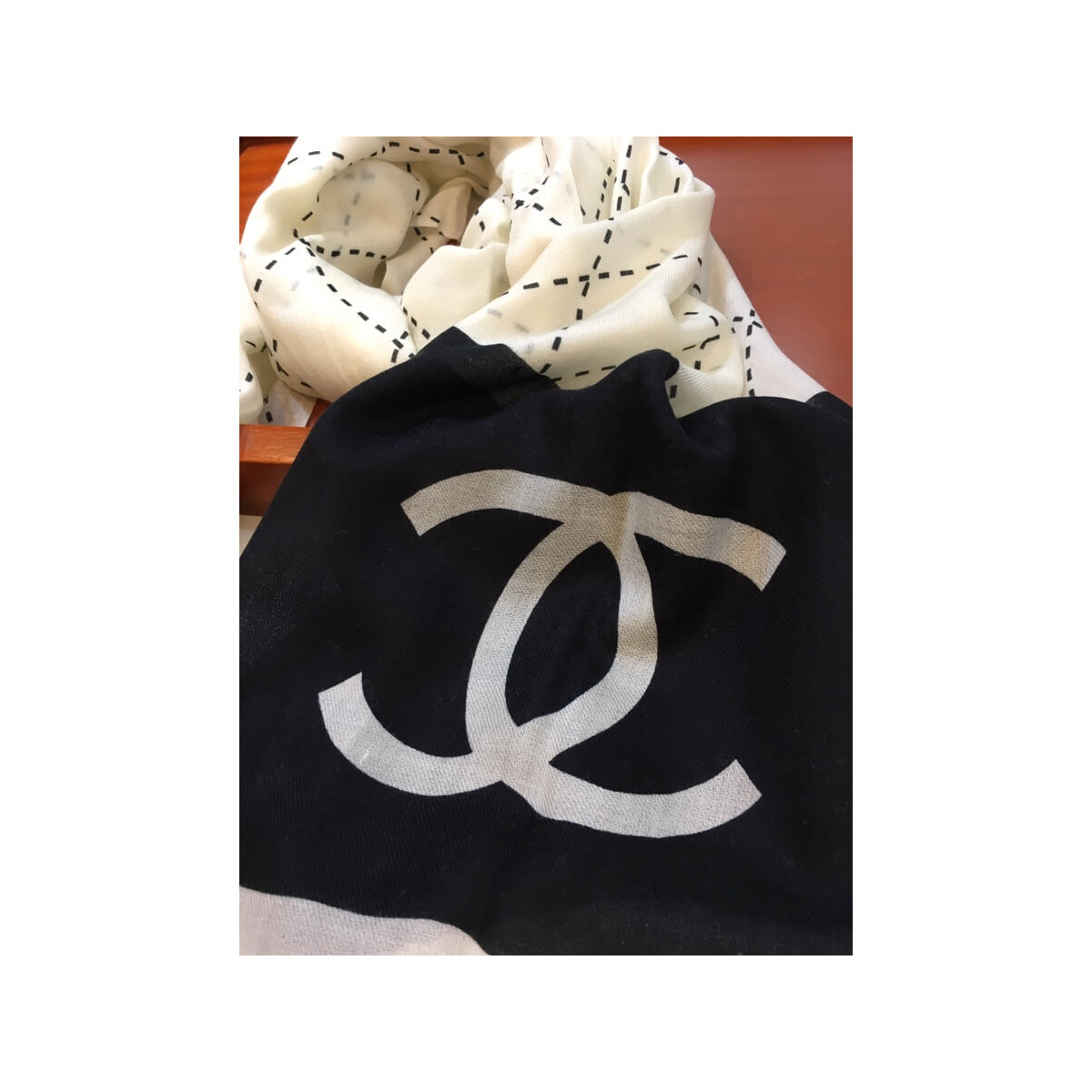 Chanel Cashmere Wool Sequins CC Stole C32040