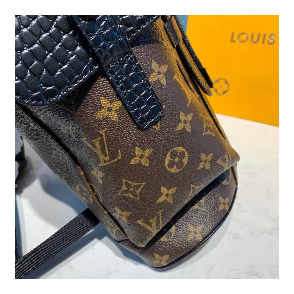 Louis Vuitton Monogram and Crocodile Mat Christopher PM Backpack M43735