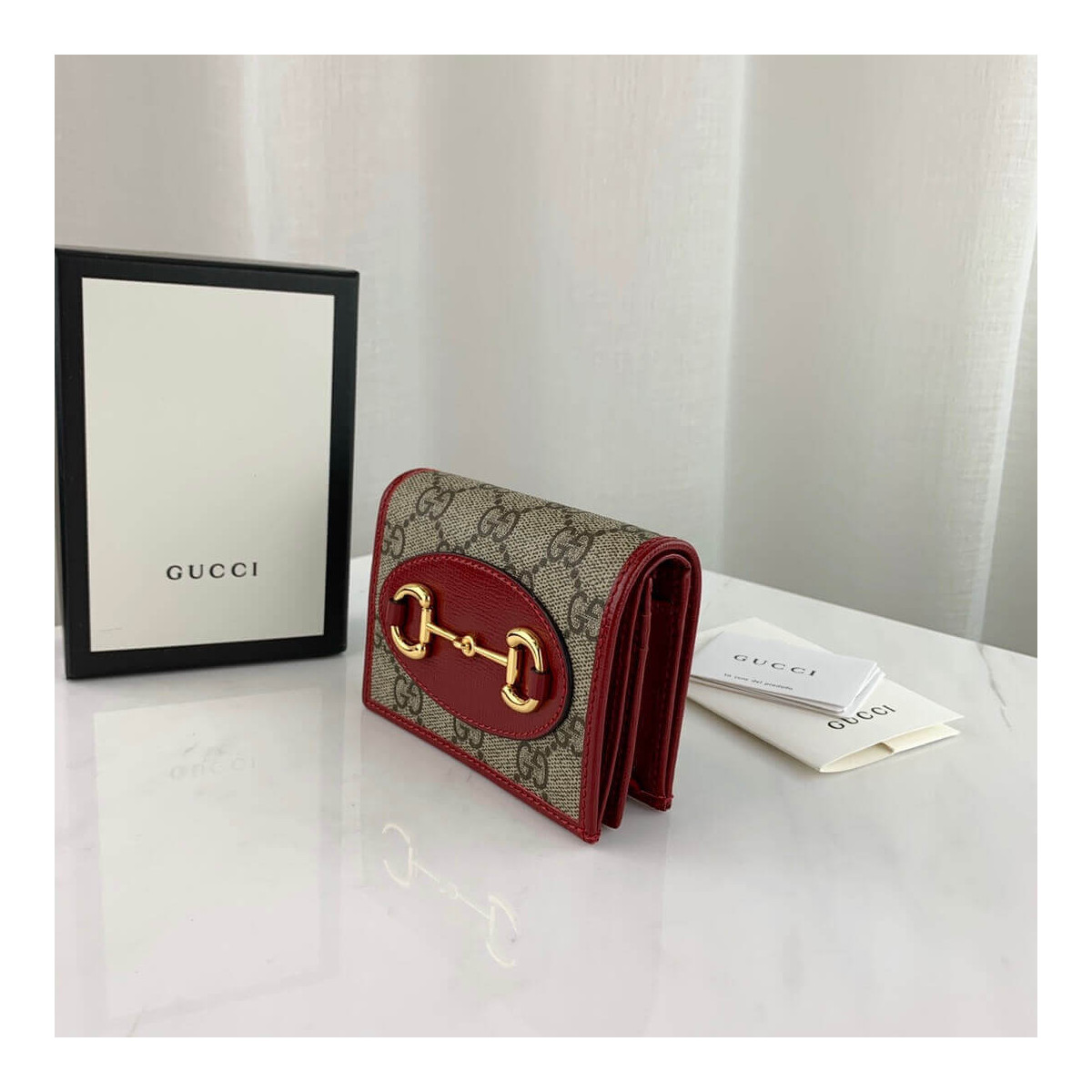 Gucci 1955 Horsebit GG Canvas Card Case Wallet 621887