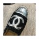 Chanel Tweed &amp; Patent Calfskin Espadrilles G29762 Black/Silver