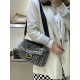 Fendi Baguette in Black Leather and White Fabric 2032