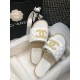 Chanel CC Quilted Mules G35604 White/Apricot