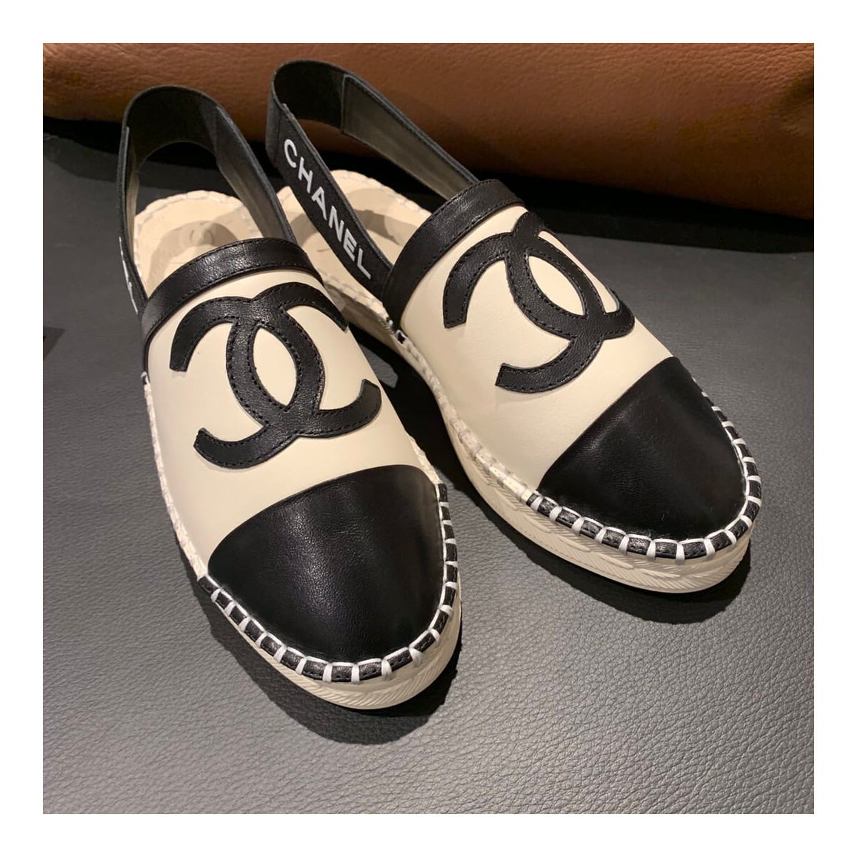 Chanel Slingback Espadrilles G34817 Beige/Black