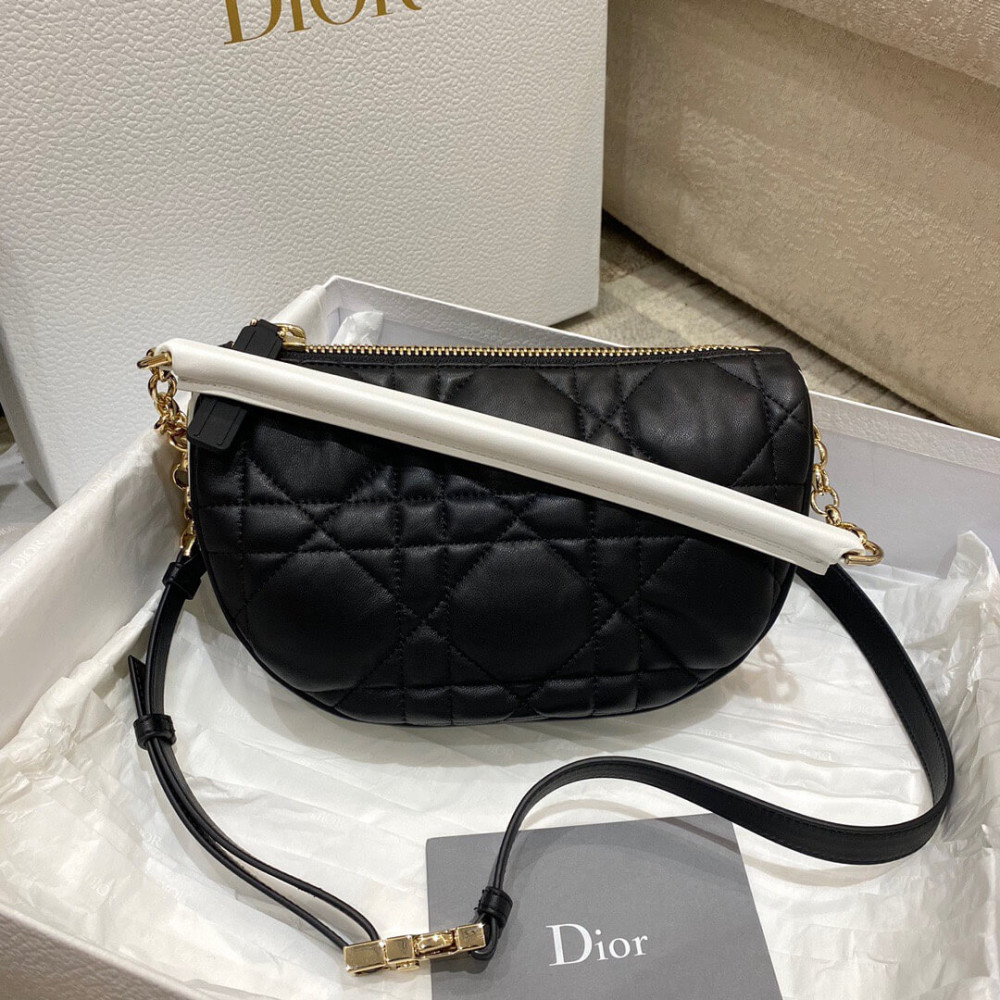 Christian Dior Small Vibe Hobo Bag M7200 White Cannage Lambskin