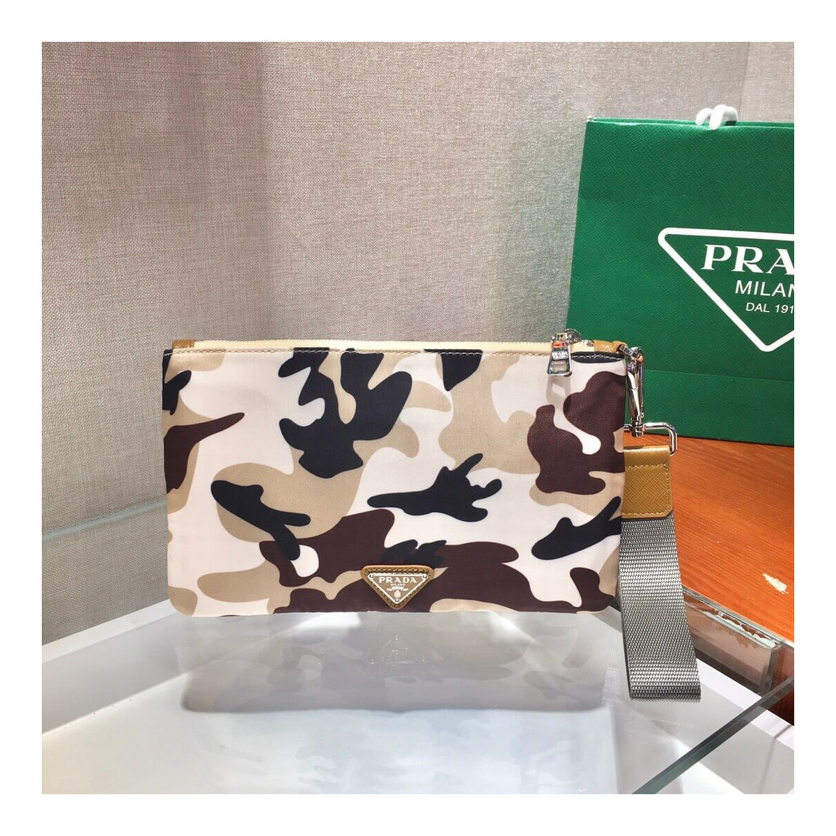 Prada Nylon Clutch Camouflage Print 2VH011