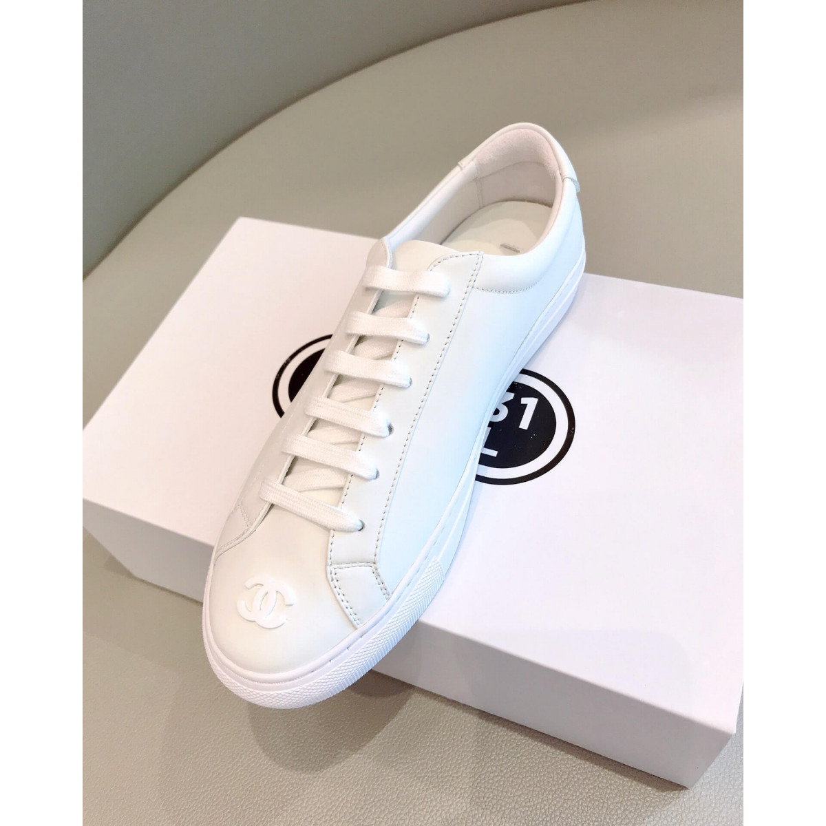 Chanel 2020ss Vintage Sneakers Embroidered White Logo