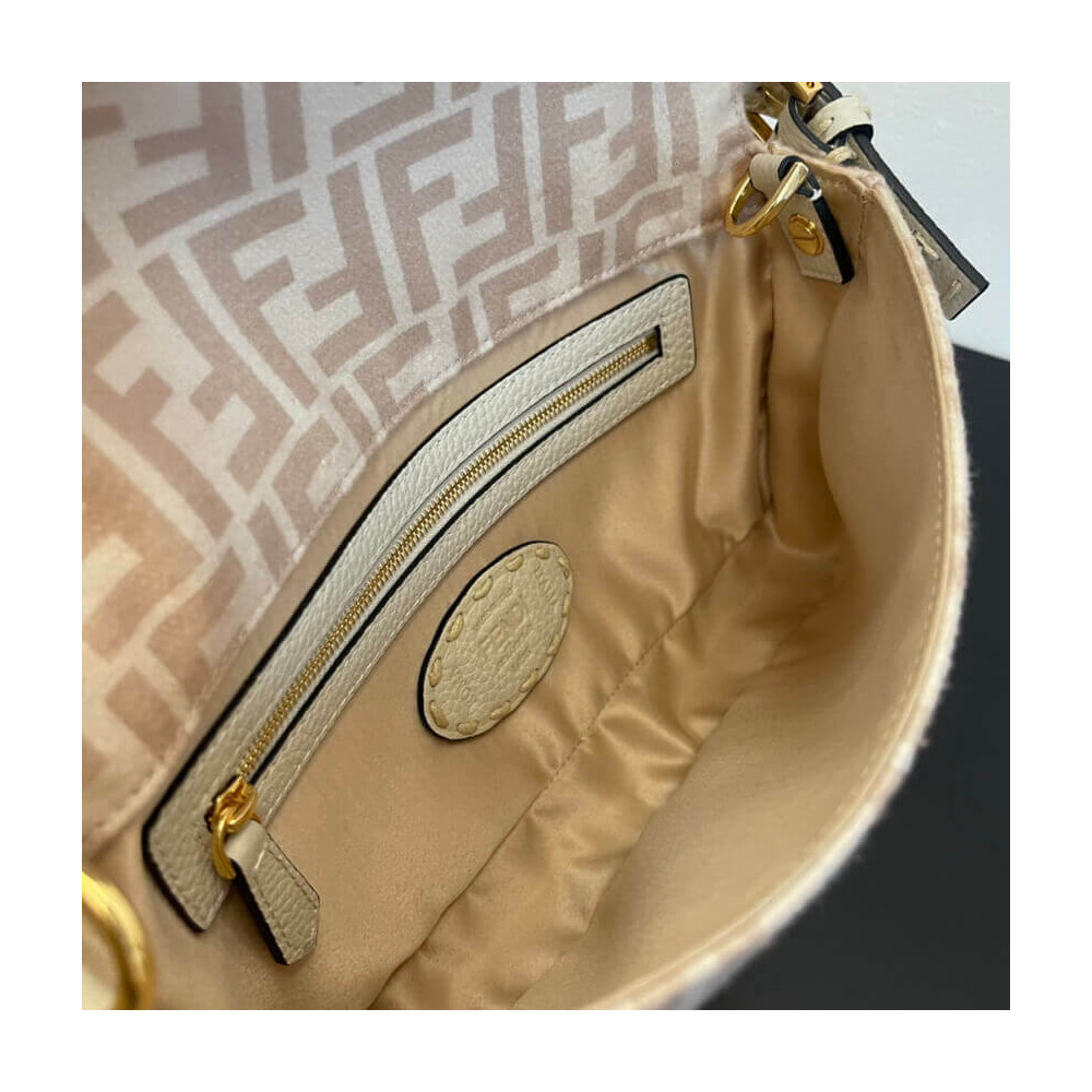 Fendi Baguette 1997 Beige FF Wool Bag 8BR792