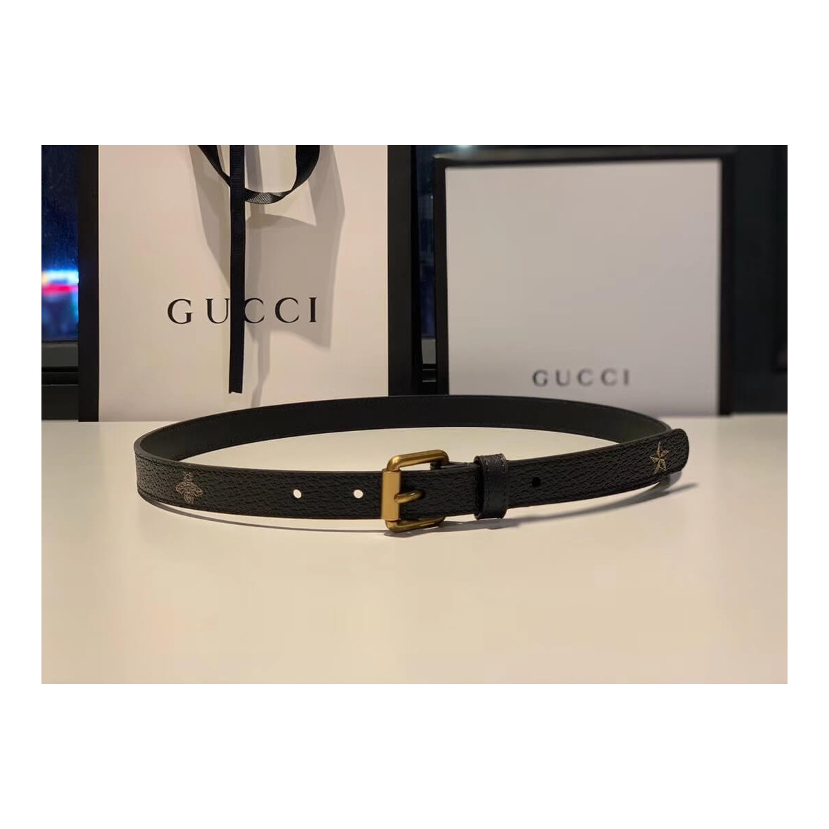 Gucci Belt With Bees And Stars Print 576178