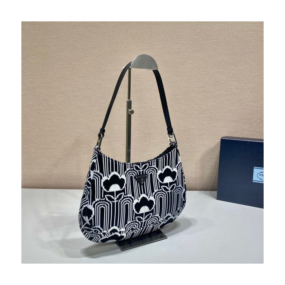 Prada Cleo Jacquard Knit and Leather Bag 1BC499