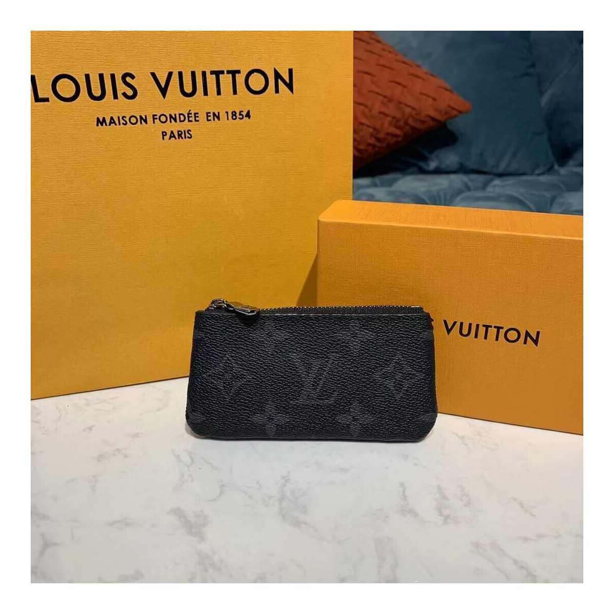 Louis Vuitton Monogram Eclipse Key Pouch M62650