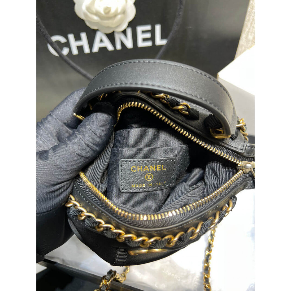 Chanel Clutch With Chain in Nylon Grosgrain AP2669 Black