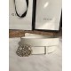 Gucci 30mm Leather Belt With Pearl Double G 453260